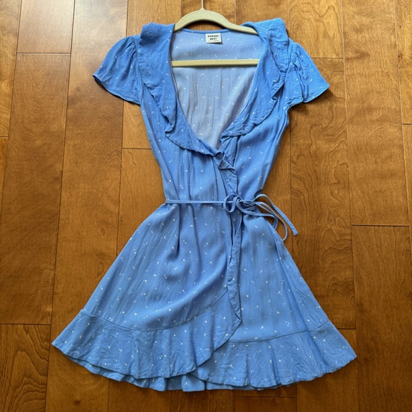 Aritzia Sunday Best light blue heart mini dress, size S - Picture 1 of 6